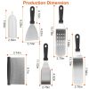 7Pcs Griddle Accessories Kit Stainless Steel BBQ Grilling Utensil Tools Outdoor Barbecue Griddle Spatulas Set for Backyard Party Tailgating Camping