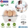 Electric Egg Cooker 7-Capacity BPA-Free Hard-Boiled Egg Maker w/ Auto-Off Measuring Cup for Hard Boiled Steamed Vegetables Seafood Dumplings