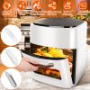 15.8QT Air Fryer Family Size 1400W Powerful Oilless Cooker Crisp Bake Grill Dehydrate Touch Screen Customized Temperature Time Visible Window
