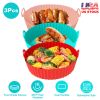 3Pcs Reusable Foldbale Air Fryer Silicone Pot 464°F Heat Resistant Round Replacement of Parchment Liners 3 Food Grade Baking Basket Pans for 4+Quart A
