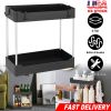 2-Tier Under Sink Shelf Organizer Space Saving Under Bathroom Sink Storage Rack w/ 4 Hooks