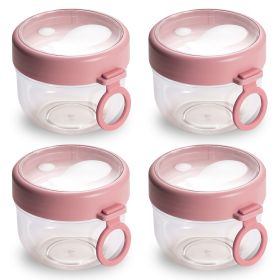 4Pcs Overnight Oats Containers with Lids and Folding Spoons 20OZ Portable Leak-proof Oats Jar For Milk Vegetable and Fruit Salad Yogurt Breakfast Cere (Option: 4PcsOatsJarsPink)