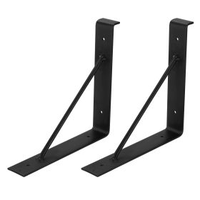 2Pack Wall Mounted Shelf Bracket Heavy Duty L-Shaped Metal Shelf Bracket Rack Support with Screws Set (Option: 2PcsShelfBracketT1)